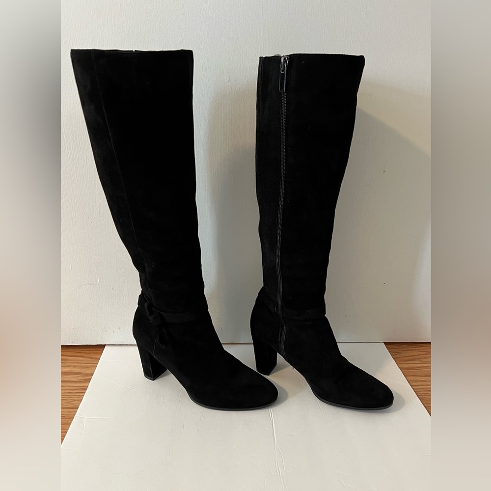Black suede tall boots